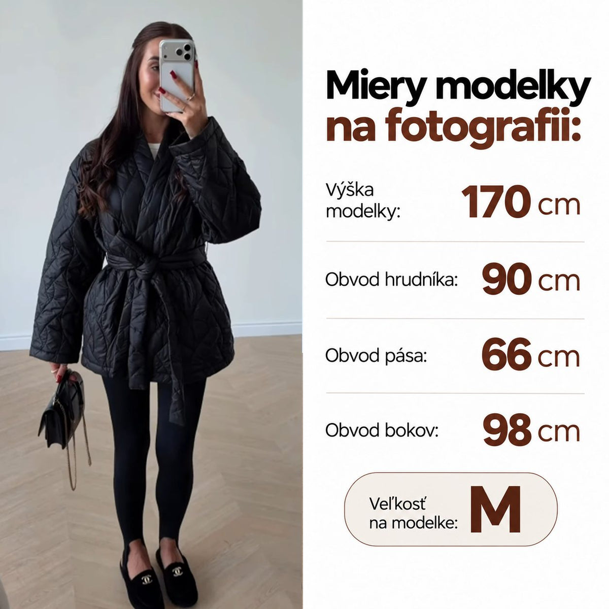 Prešívaná kimono bunda – čierna