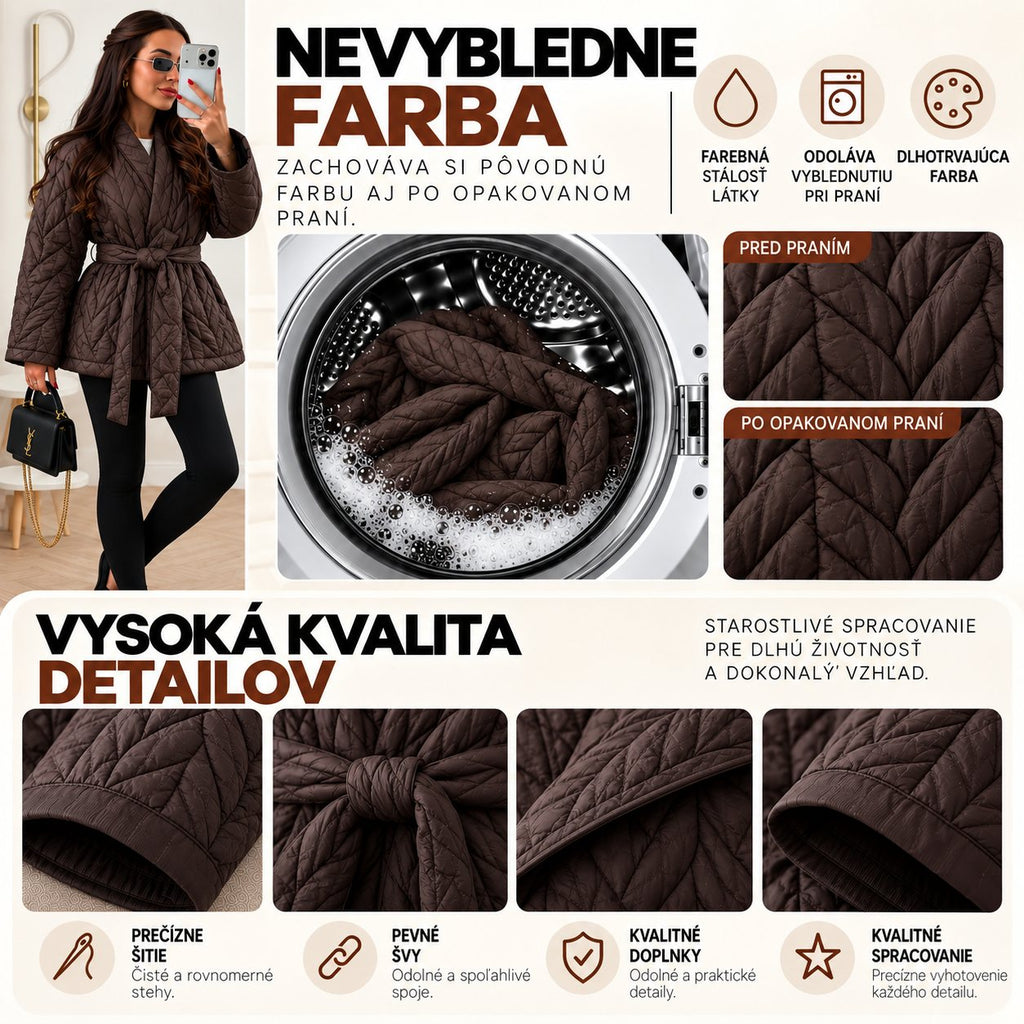 Prešívaná kimono bunda – čokoládová