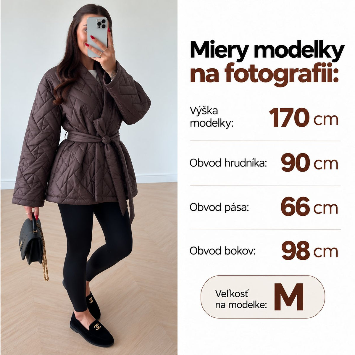 Prešívaná kimono bunda – čokoládová