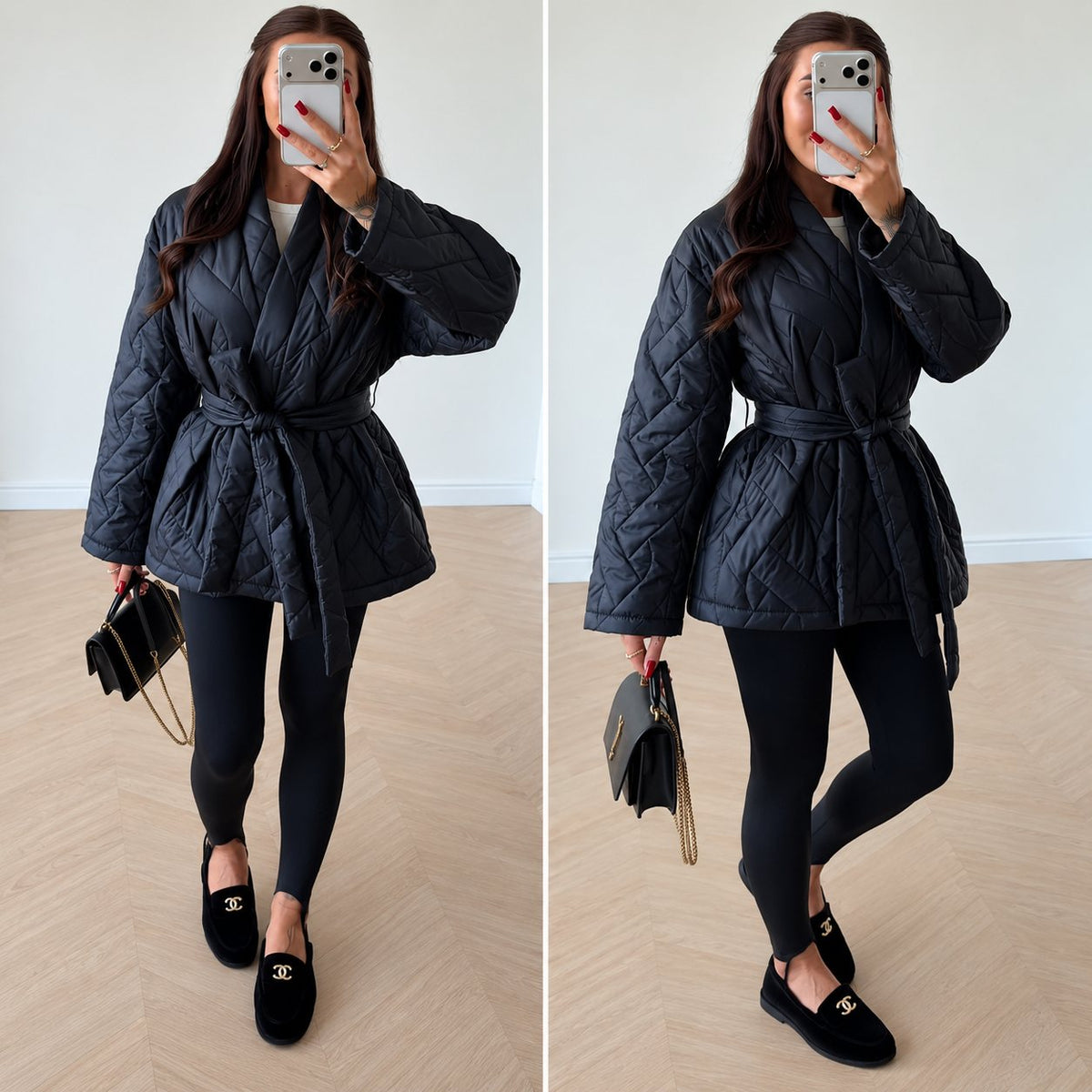 Prešívaná kimono bunda – tmavomodrá