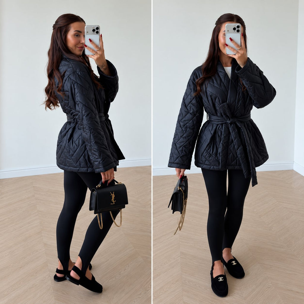 Prešívaná kimono bunda – tmavomodrá