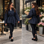 Prešívaná kimono bunda – tmavomodrá