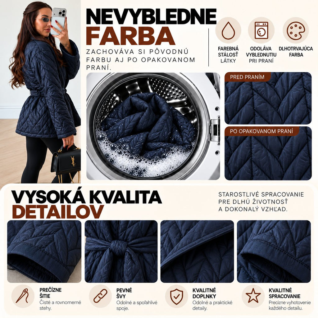 Prešívaná kimono bunda – tmavomodrá