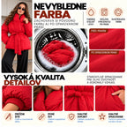 Prešívaná bunda PUFFER s opaskom – červená