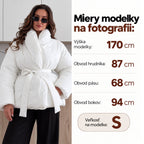 Prešívaná bunda PUFFER s opaskom – mliečna