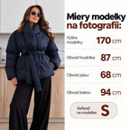 Prešívaná bunda PUFFER s opaskom – tmavomodrá