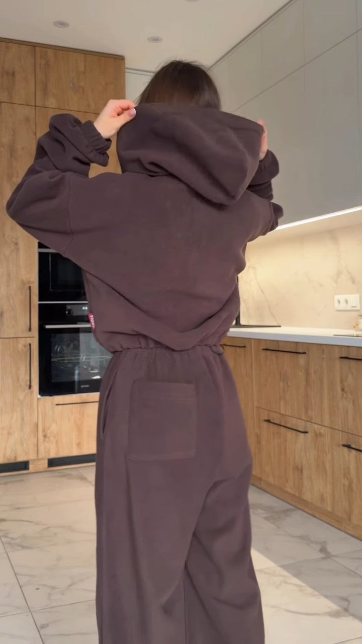 Fleecová súprava TEDDY 4v1 – čokoládová
