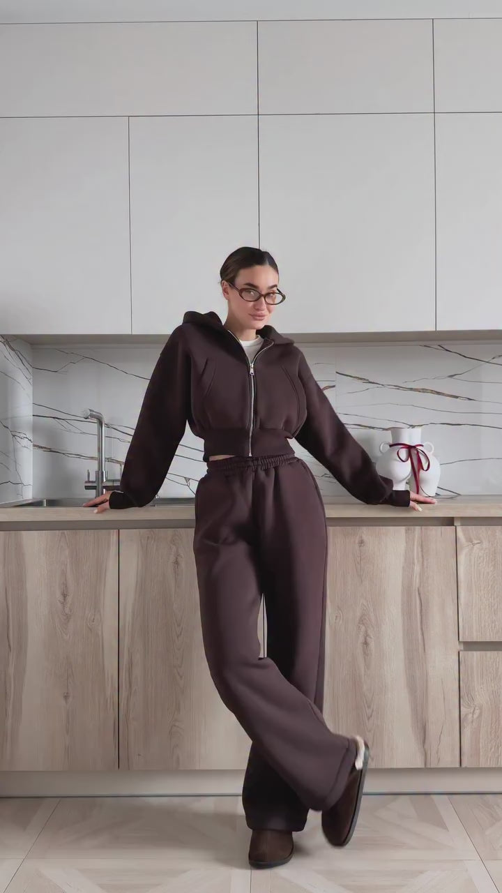 Súprava COZY s kapucňou – čokoládová