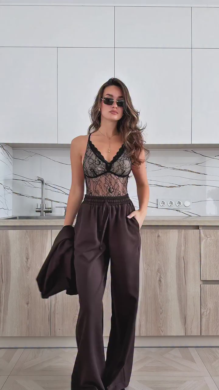 Súprava KIMONO s opaskom – čokoládová
