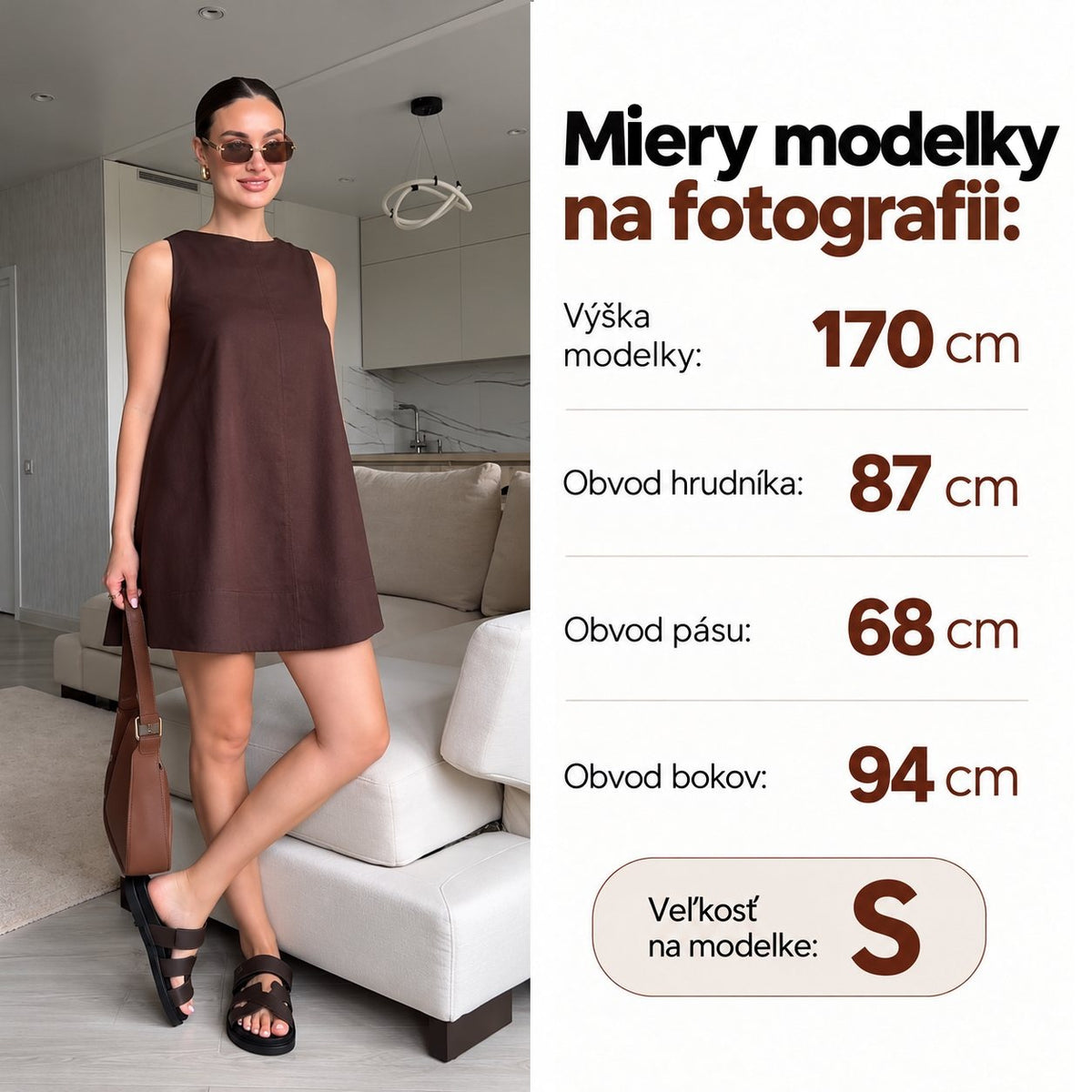 Áčkové šaty MILANIA – čokoládová