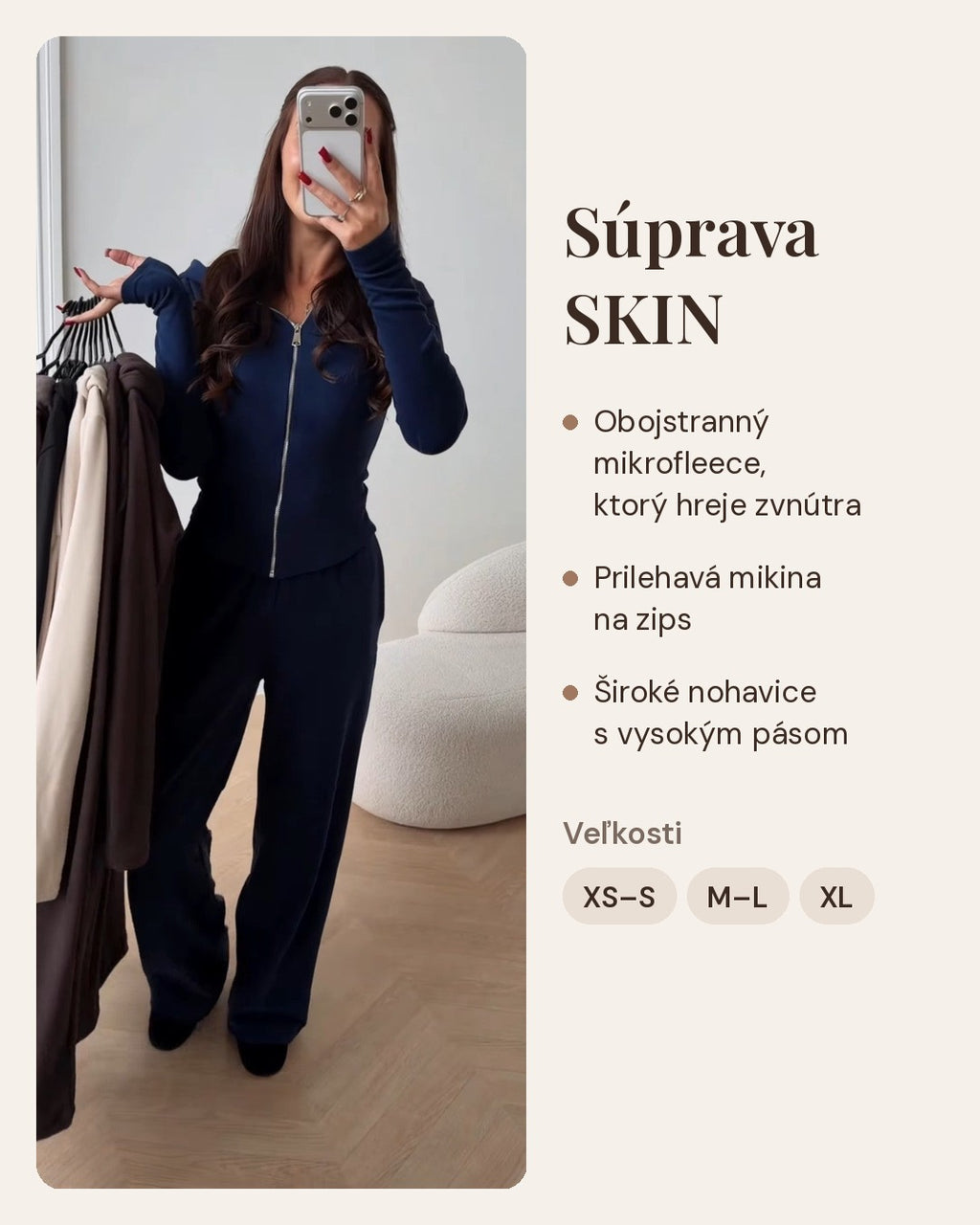 Súprava SKIN na zips – tmavomodrá