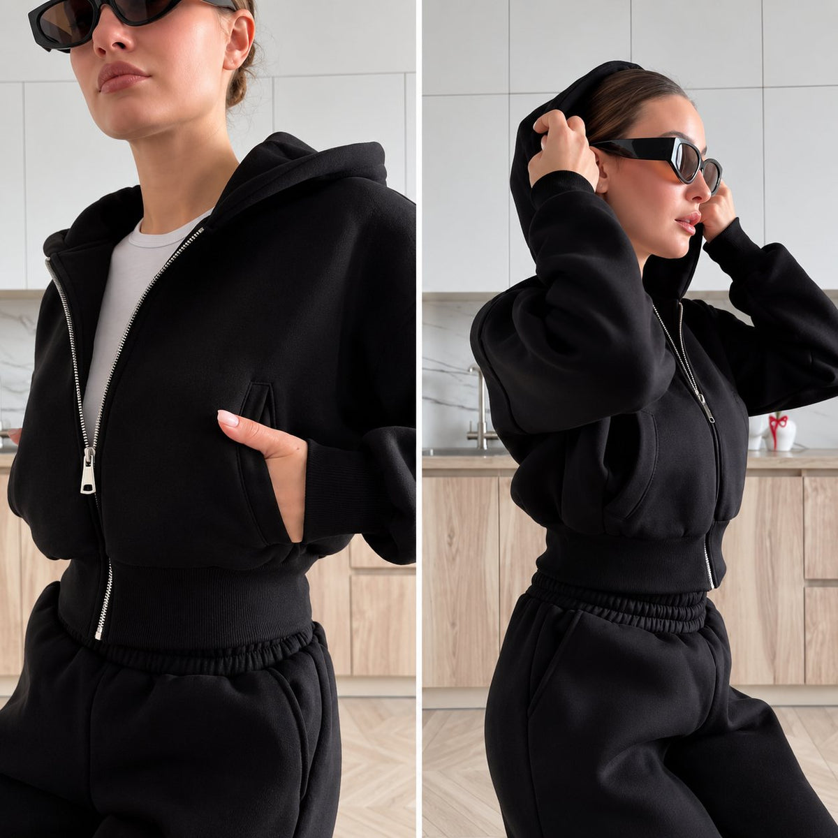 Súprava COZY s kapucňou – čierna