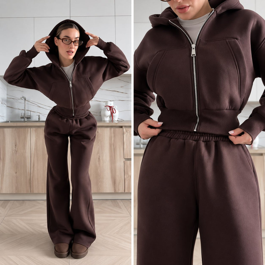 Súprava COZY s kapucňou – čokoládová