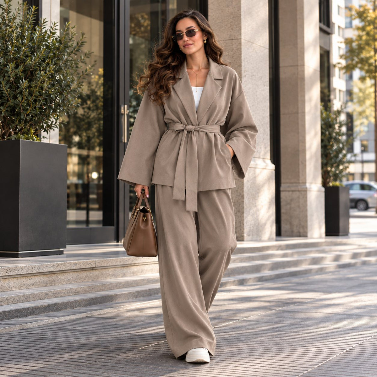 Súprava KIMONO s opaskom – béžová