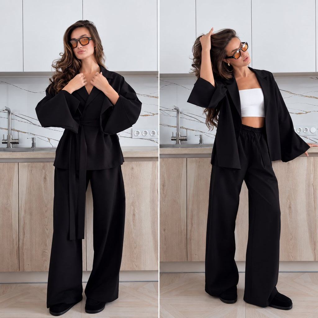 Súprava KIMONO s opaskom – čierna