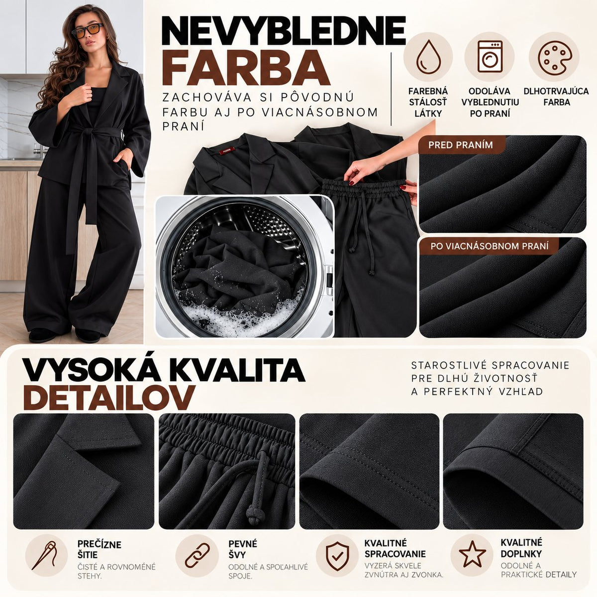 Súprava KIMONO s opaskom – čierna