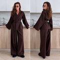 Súprava KIMONO s opaskom – čokoládová