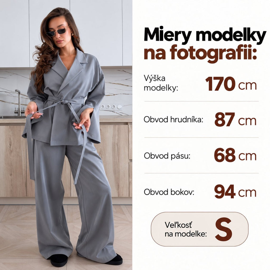 Súprava KIMONO s opaskom – sivomodrá