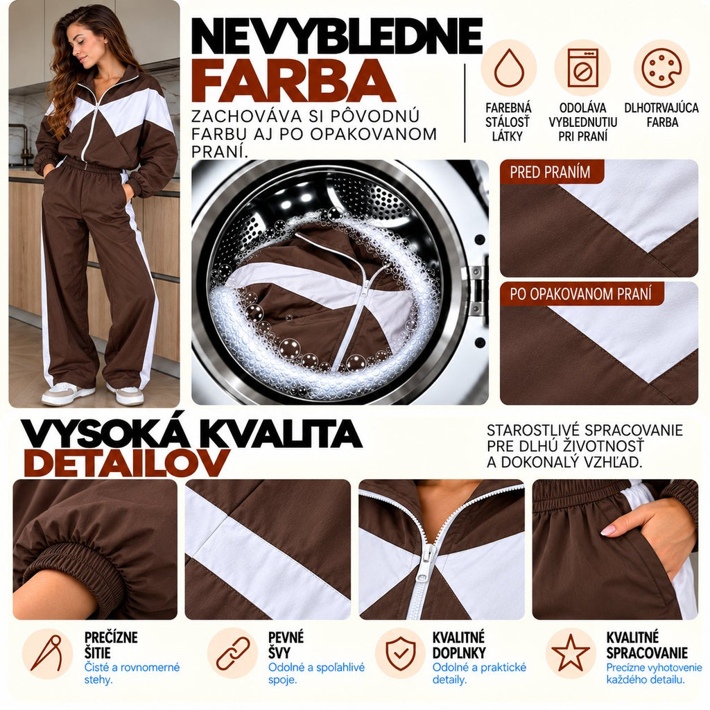 Súprava RETRO s kontrastnými vsadkami – čokoládovo-biela