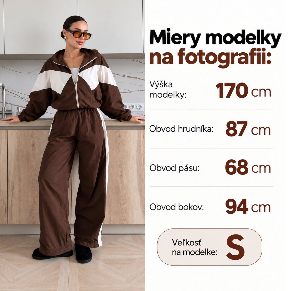 Súprava RETRO s kontrastnými vsadkami – čokoládovo-biela