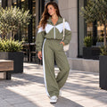 Súprava RETRO s kontrastnými vsadkami – khaki-biela