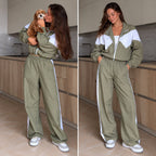 Súprava RETRO s kontrastnými vsadkami – khaki-biela