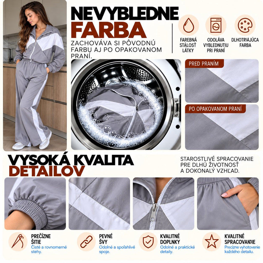Súprava RETRO s kontrastnými vsadkami – sivo-biela