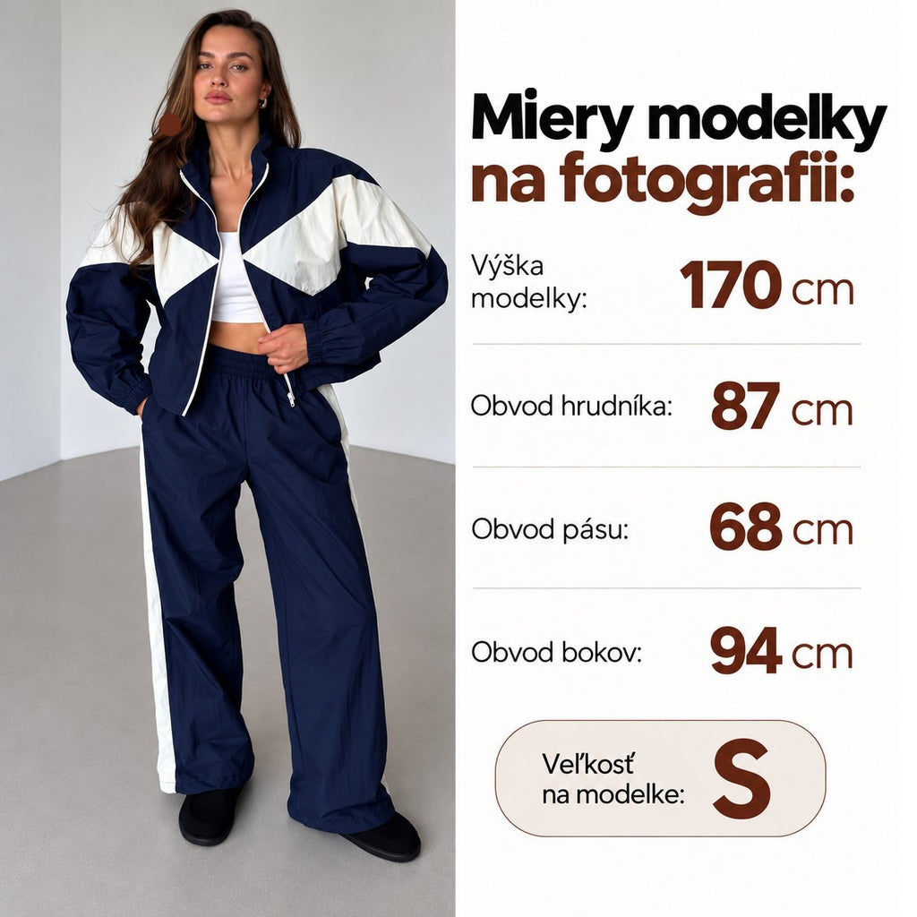 Súprava RETRO s kontrastnými vsadkami – tmavomodro-biela