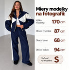 Súprava RETRO s kontrastnými vsadkami – tmavomodro-biela