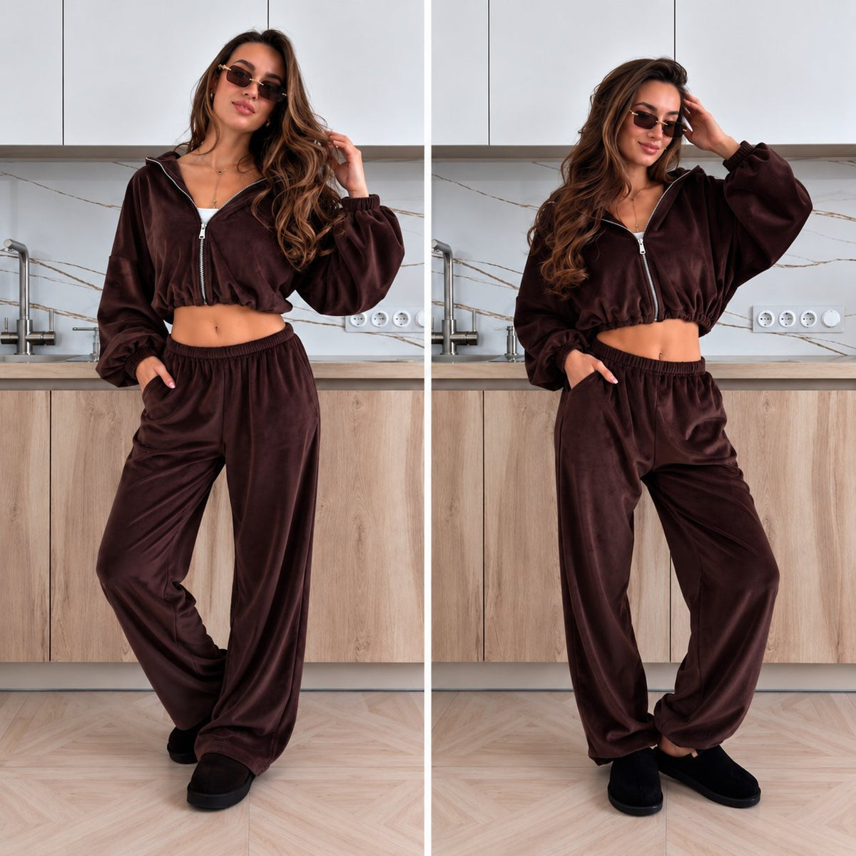 Velúrová súprava VELVET – čokoládová