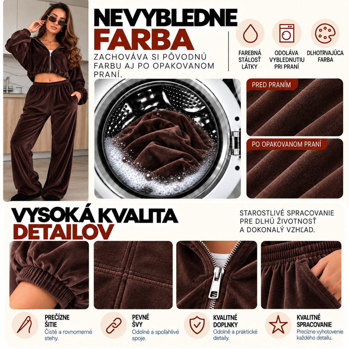 Velúrová súprava VELVET – čokoládová