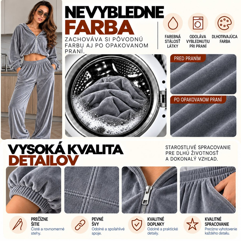 Velúrová súprava VELVET – sivá