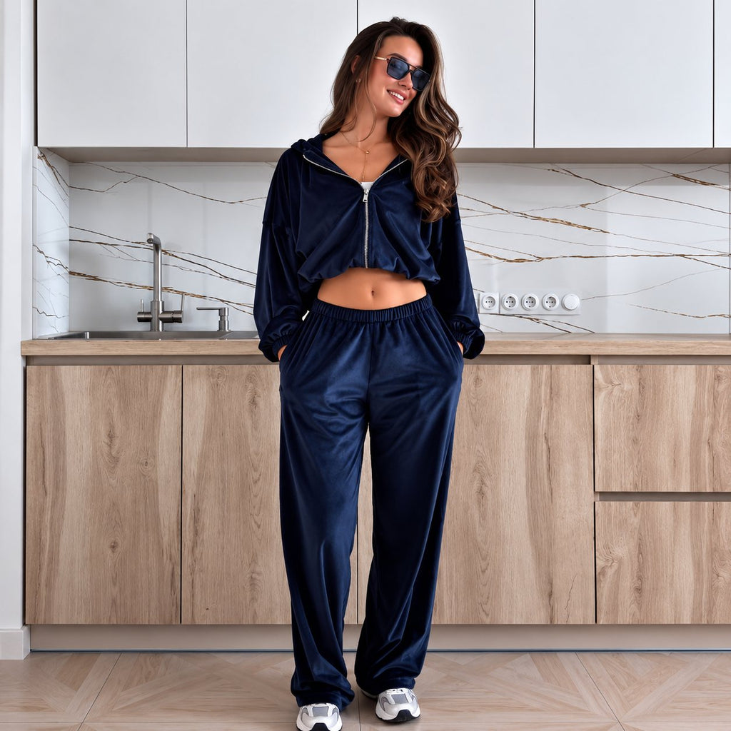 Velúrová súprava VELVET – tmavomodrá