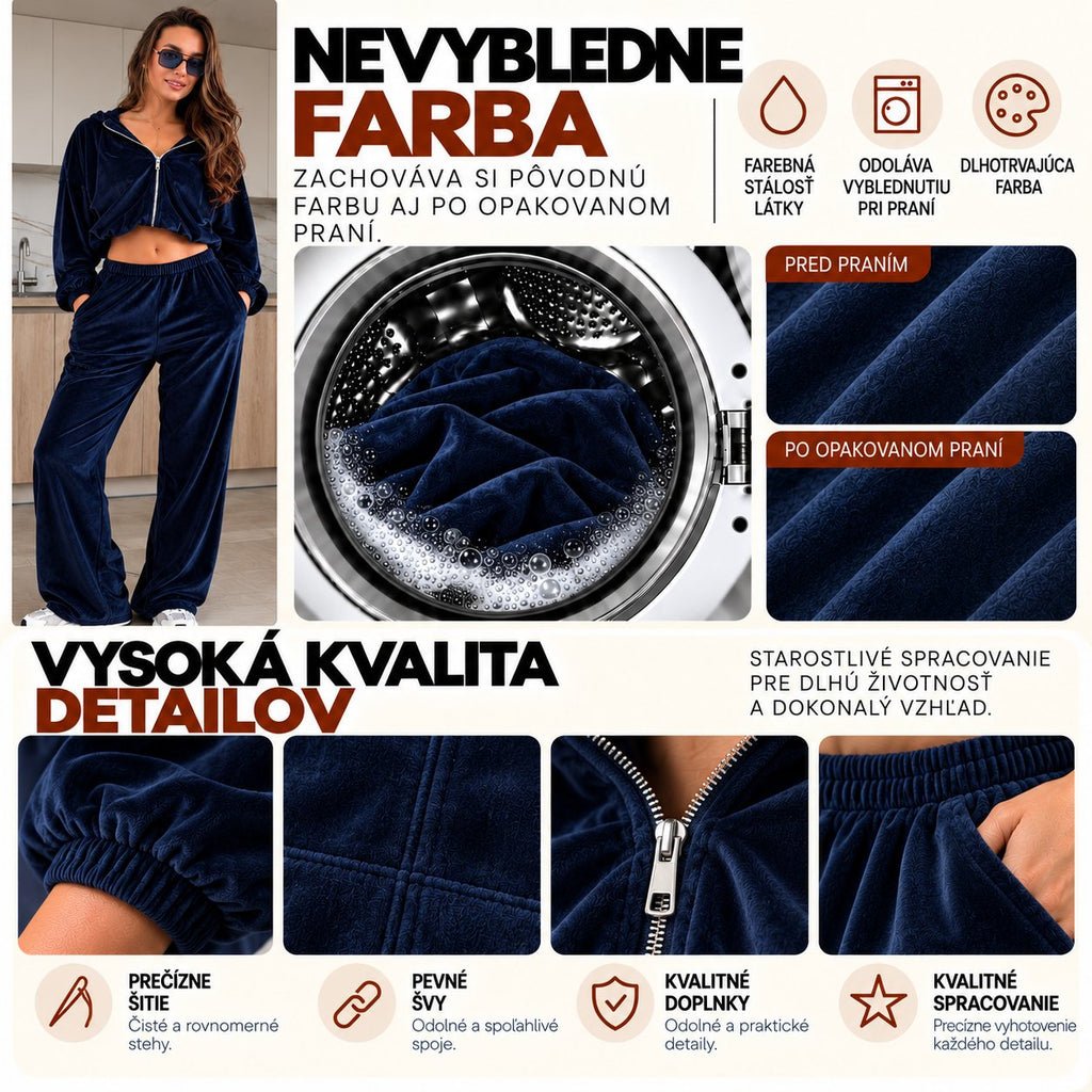 Velúrová súprava VELVET – tmavomodrá
