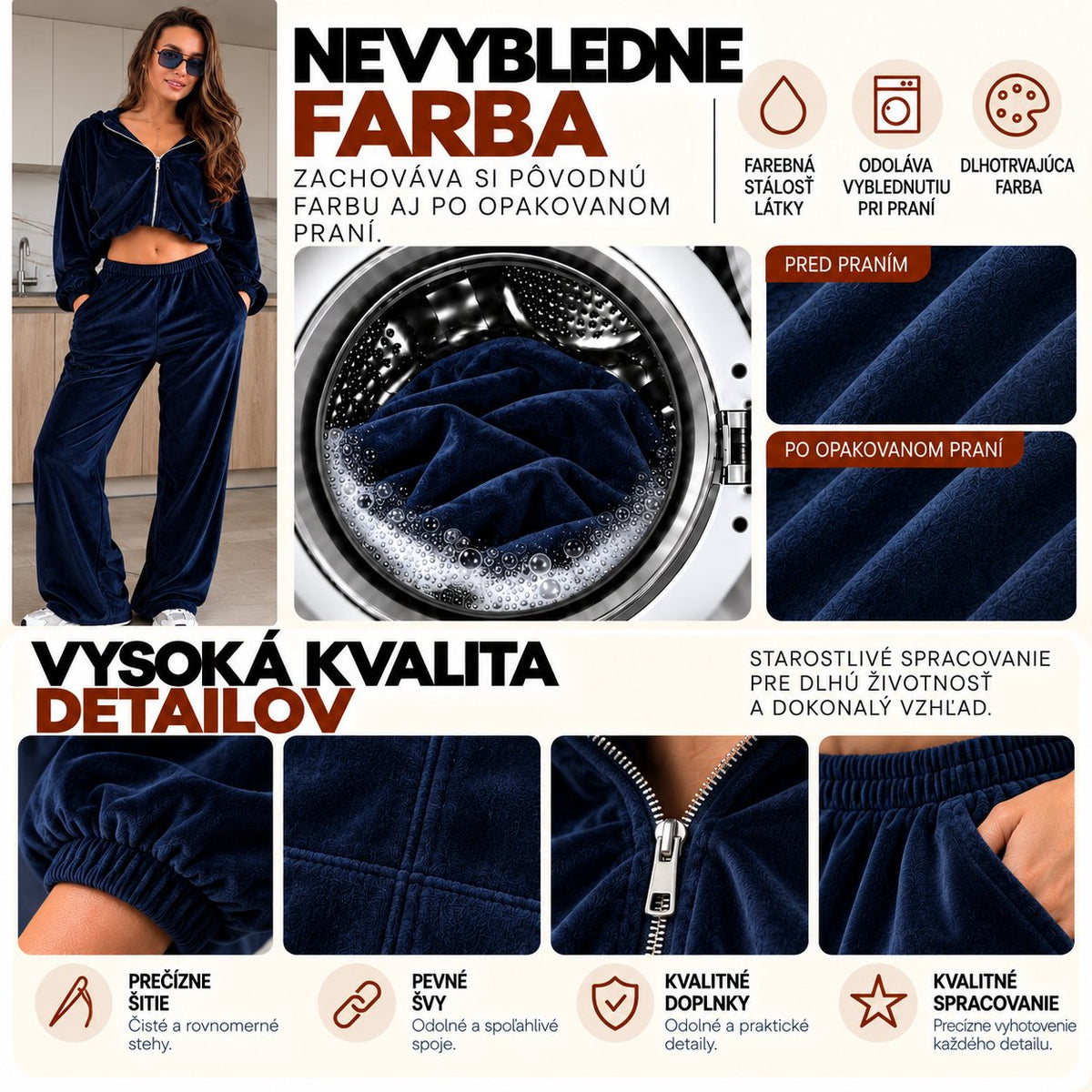 Velúrová súprava VELVET – tmavomodrá