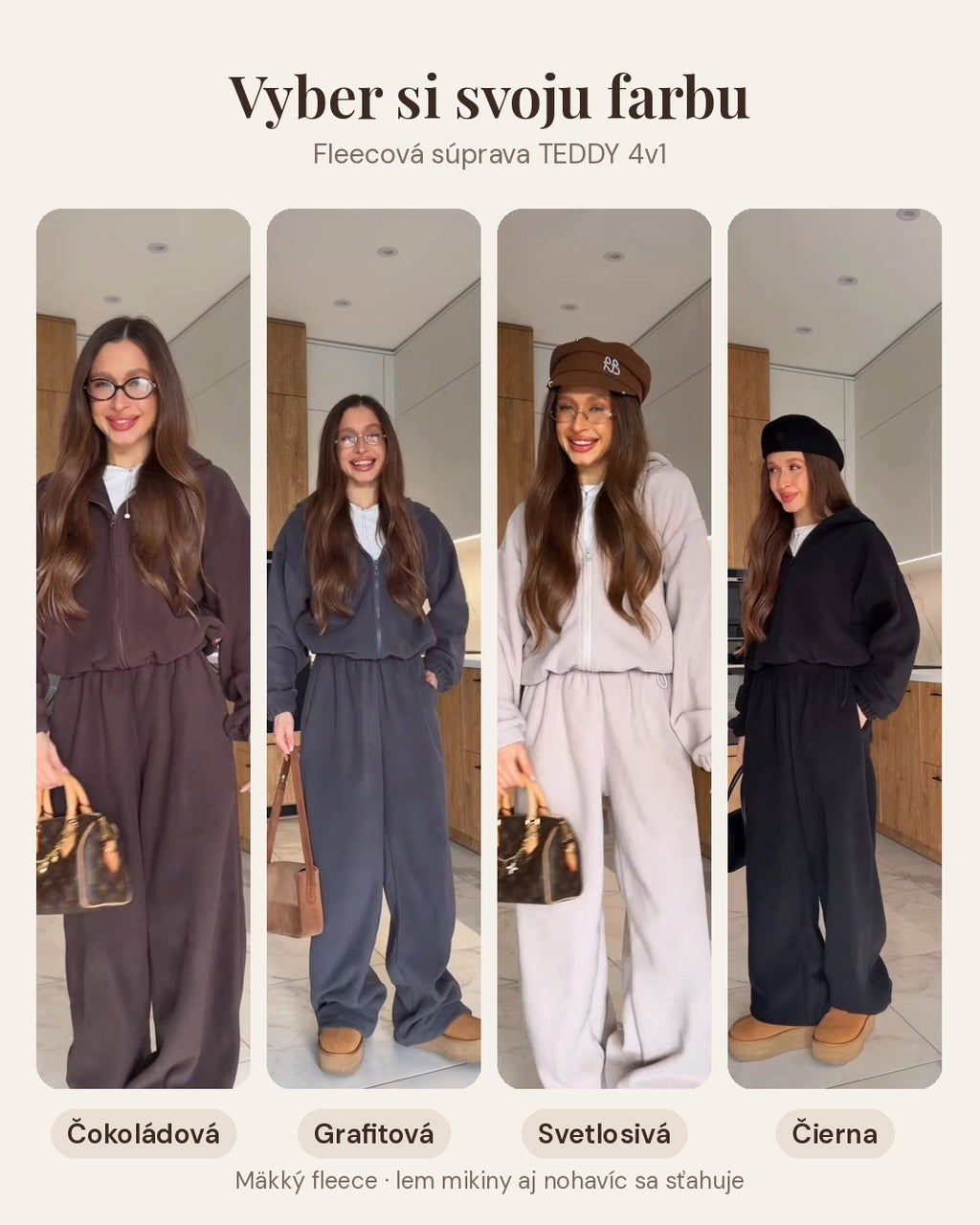 Fleecová súprava TEDDY 4v1 – čierna