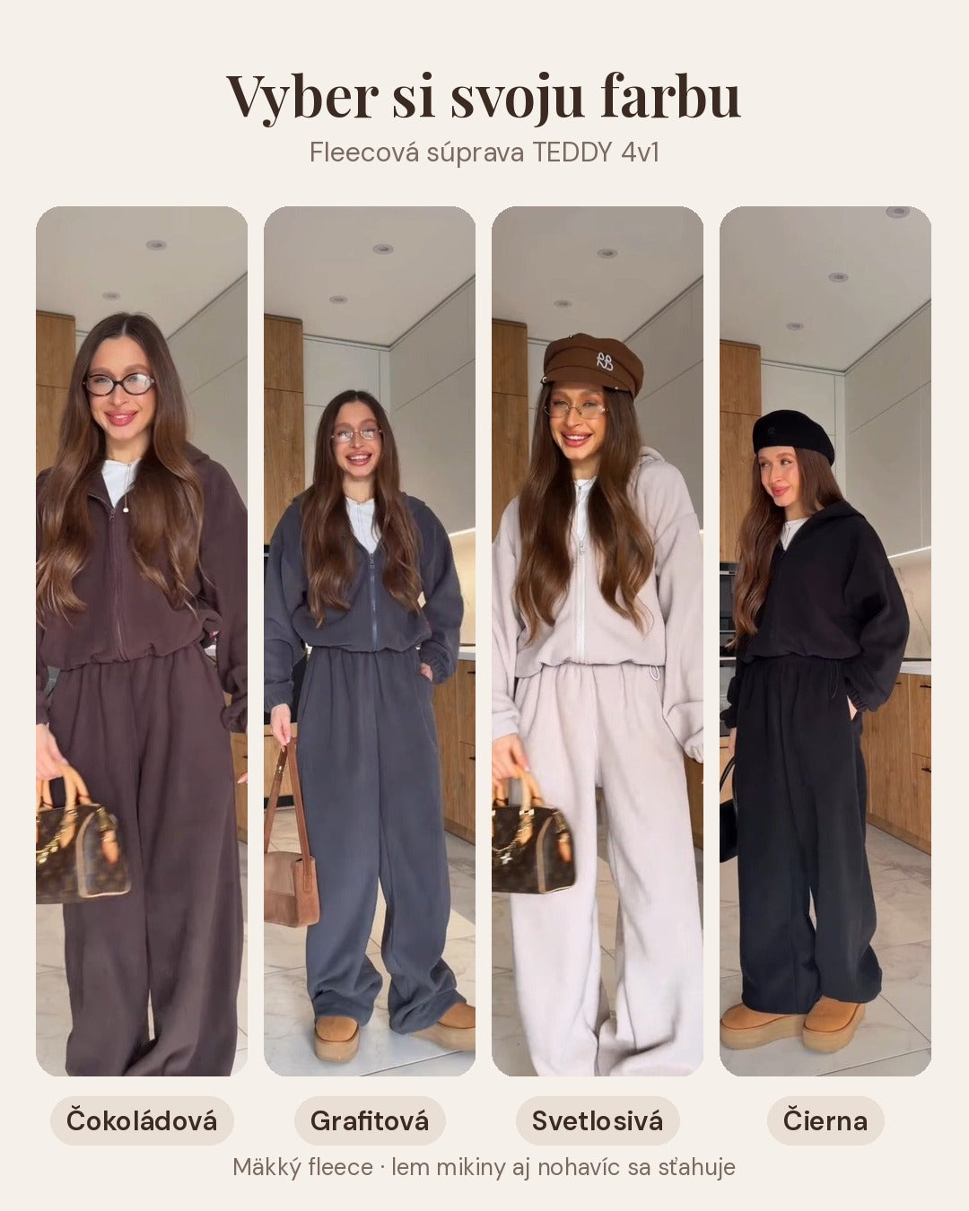 Fleecová súprava TEDDY 4v1 – čierna